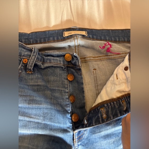 MADEWELL Cali Demi Boot Hand Embroidered Hippie Peace Sign Jeans Upcycled Sz 31 - Picture 4 of 16